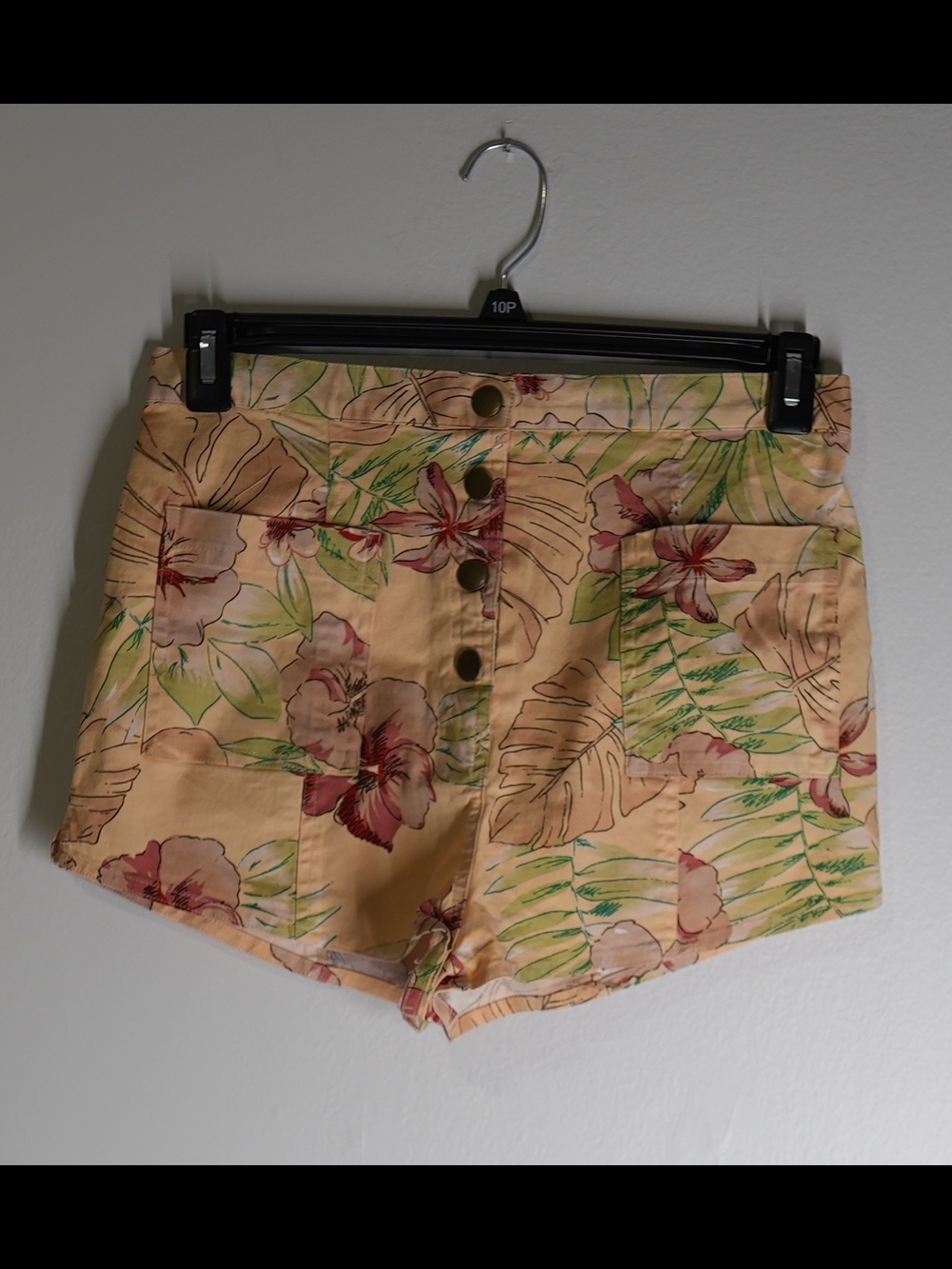 Urban Outfitters Peach Floral High-Waist Shorts